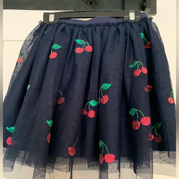 H&M Girls Navy Blue with Cherry Sequins Twill Skirt (6-8 yrs) - Picture 4 of 5
